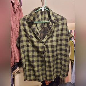 Plaid Short Sleeve Blouse